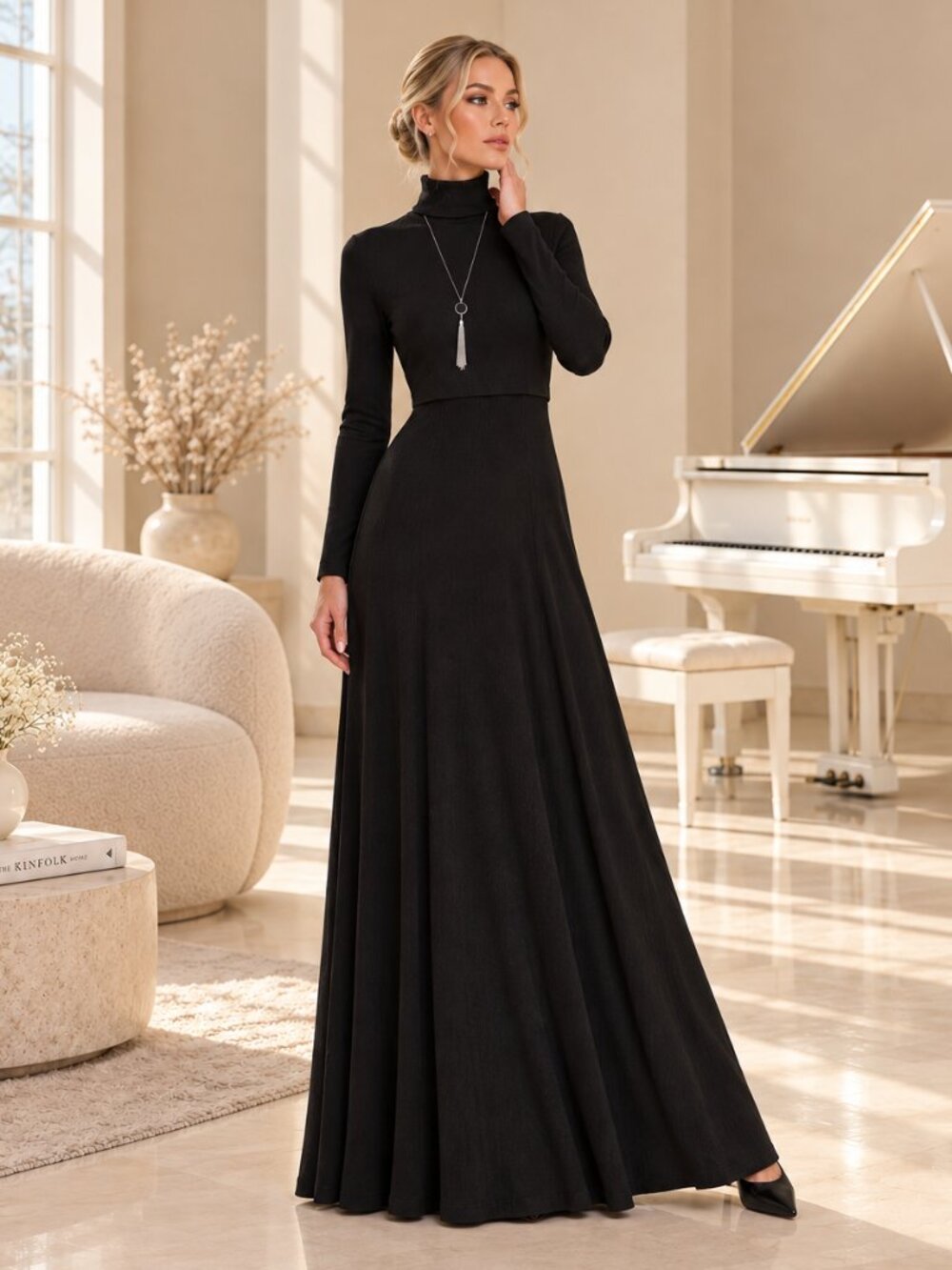 Zara Black Ribbed Open Back Tie Maxi Dress Size L NWOT